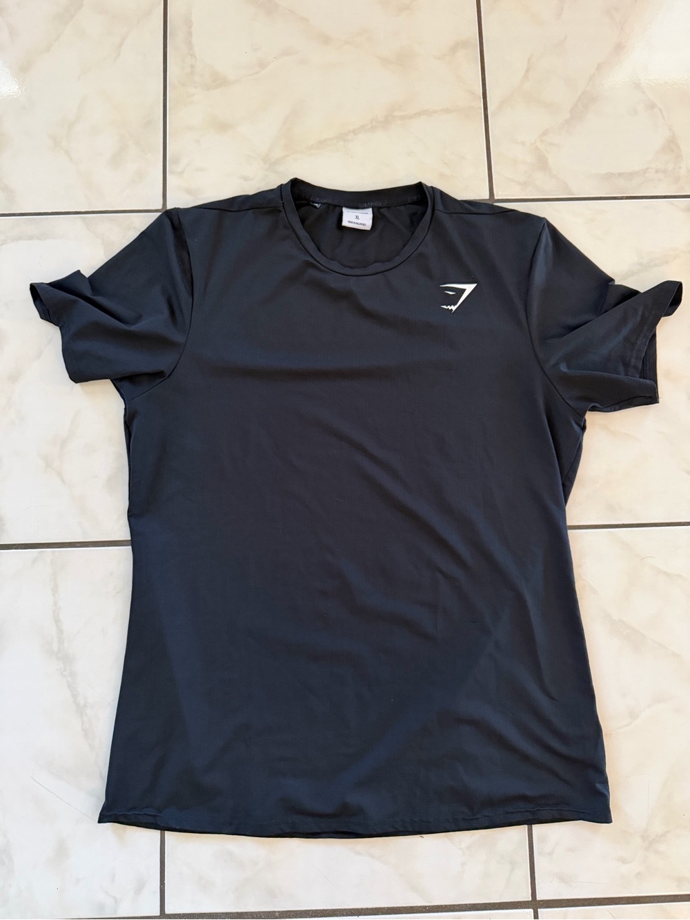 Gymshark Men's Black Crew Training Tee with White Logo